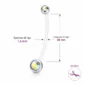 Piercing Nombril Grossesse Bioflex Zirconiums Facettés (dimensions).