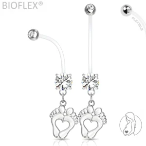 Piercing Nombril Grossesse à Pendentif Pieds de Bébé.
