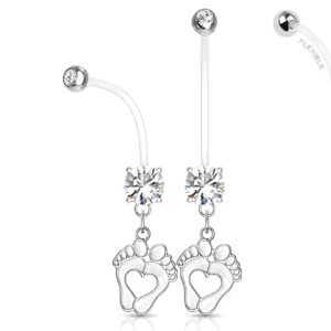 Piercing Nombril Grossesse à Pendentif Pieds de Bébé.