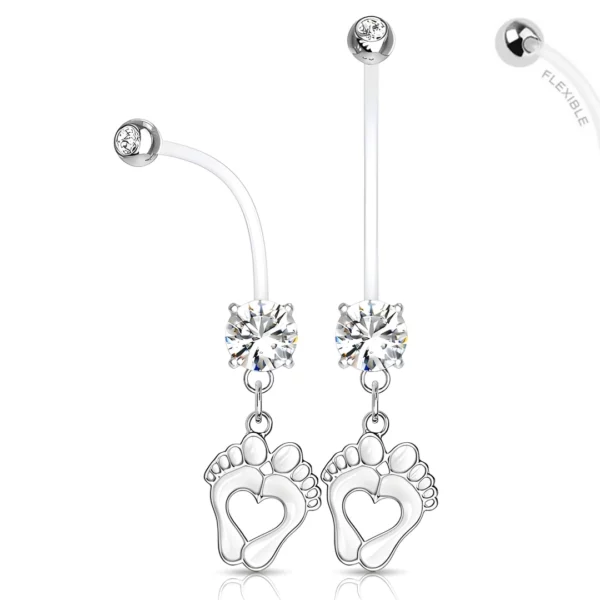 Piercing Nombril Grossesse à Pendentif Pieds de Bébé.