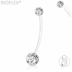 Piercing Nombril Grossesse en Bioflex Billes Pailletées.