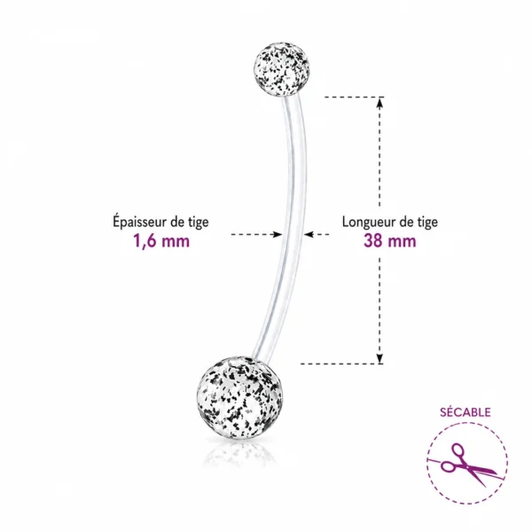 Piercing Nombril Grossesse en Bioflex Billes Pailletées (dimensions) Piercing Nombril Grossesse en Bioflex Billes Pailletées (dimensions).