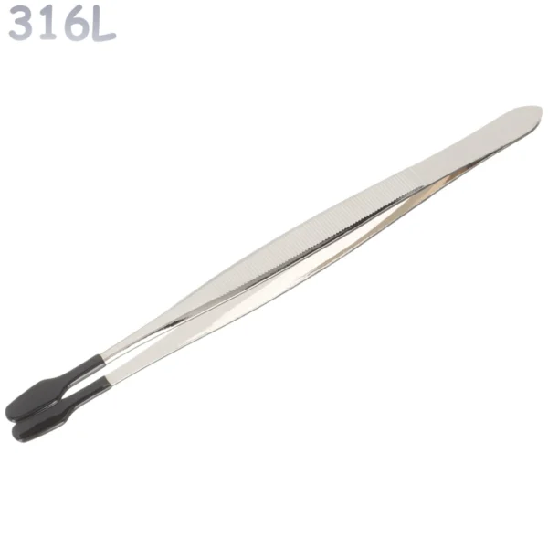 Pince Brucelles Droite à Embouts Silicone 15 cm.