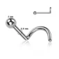 Piercing Narine Stud Courbé U en Titane Gris Argenté avec Bille 2 mm