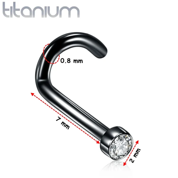 Piercing Nez Stud Courbé Titane Noir avec Pierre Zirconium Piercing Nez Stud Courbé Titane Noir avec Pierre Zirconium