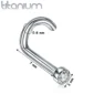 Piercing Nez Stud Courbé Titane Poli à Cylindre Serti d'une Pierre de Zirconium