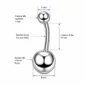 Piercing Nombril Acier (dimensions).