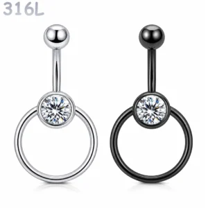 Piercing Nombril Anneau CBR Suspendu & Zirconium.