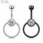 Piercing Nombril Anneau CBR Suspendu & Zirconium.