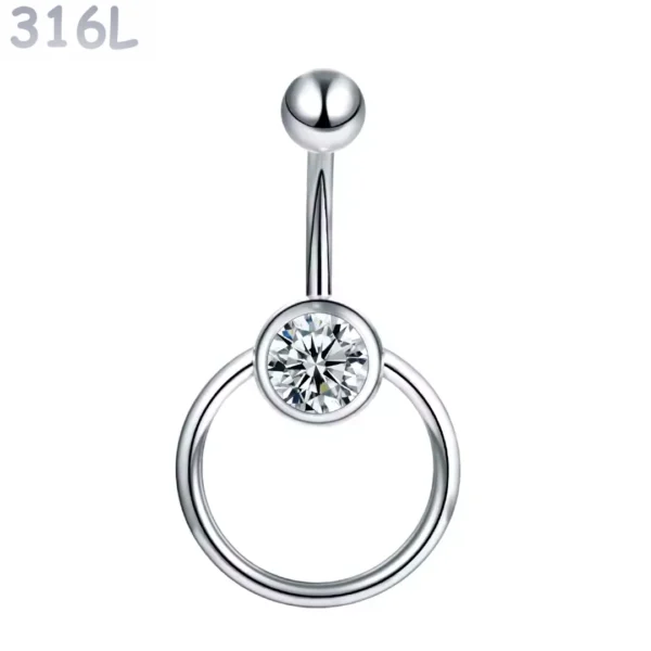 Piercing Nombril Anneau CBR Suspendu & Zirconium Acier 316L Poli Piercing Nombril Anneau CBR Suspendu & Zirconium Acier 316L Poli.