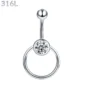 Piercing Nombril Anneau CBR Suspendu & Zirconium Acier 316L Poli.