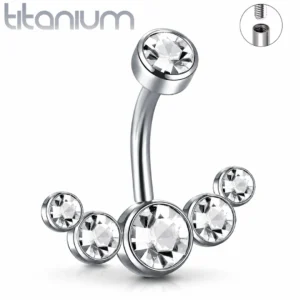 Piercing Nombril Banane Titane Dégradé de Zirconiums.