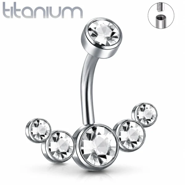Piercing Nombril Banane Titane Dégradé de Zirconiums.