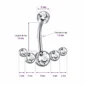 Piercing Nombril Banane Titane Dégradé de Zirconiums (dimensions).