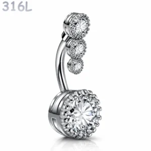 Piercing Nombril Banane Zirconiums Dégradés Acier 316L.