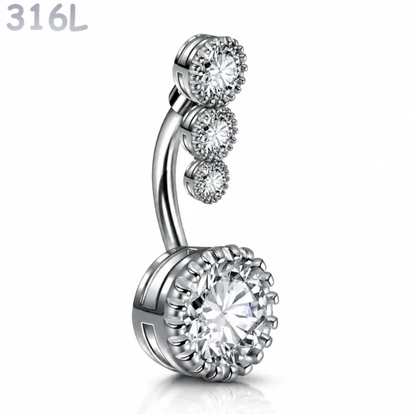 Piercing Nombril Banane Zirconiums Dégradés Acier 316L.