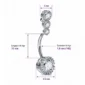 Piercing Nombril Banane Zirconiums Dégradés Acier 316L (dimensions).