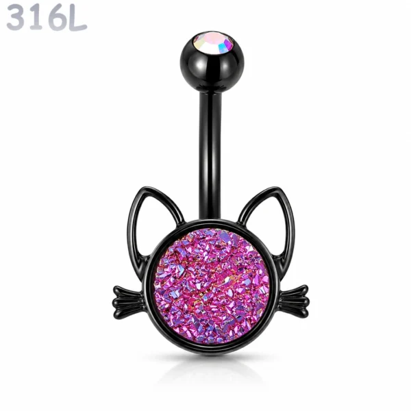 Piercing Nombril Tête de Chat Noir Zirconium AB Piercing Nombril Tête de Chat Noir Zirconium AB.