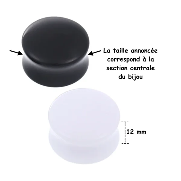 Écarteur Plug Double Évasé en Acrylique Blanc ou Noir (mesure taille et hauteur) Écarteur Plug Double Évasé en Acrylique Blanc ou Noir (mesure taille et hauteur).