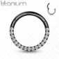 Anneau Charnière Titane ASTM-F136 Anodisé Noir à Arc Pavé de Zirconiums 6-12 mm.