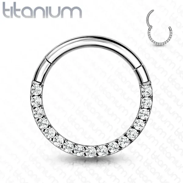 Anneau Charnière Titane ASTM-F136 Poli à Arc Pavé de Zirconiums 6-12 mm Anneau Charnière Titane ASTM-F136 Poli à Arc Pavé de Zirconiums 6-12 mm.