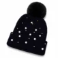 Bonnet Noir à Pompon Orné de Perles.