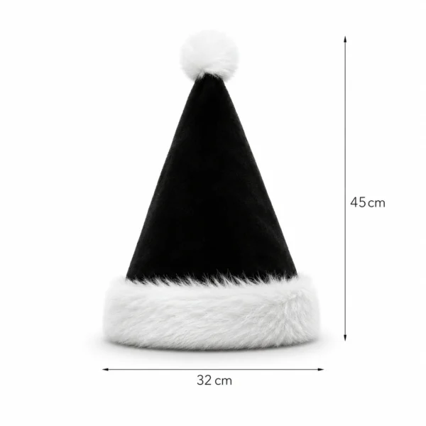Bonnet de Noël Noir en Peluche (dimensions) Bonnet de Noël Noir en Peluche (dimensions).