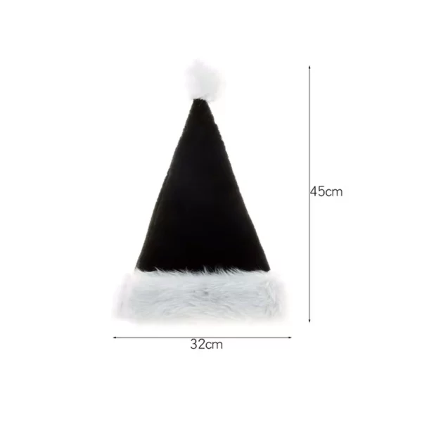 Bonnet de Noël noir en peluche (dimensions)