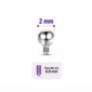 Embout Piercing Bille 2 mm en Titane Pas de Vis 0,9 mm.
