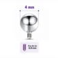Embout Piercing Bille 4 mm en Titane Pas de Vis 0,9 mm.