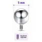 Embout Piercing Bille 5 mm en Titane Pas de Vis 0,9 mm.