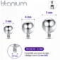 Embout Piercing Bille en Titane Pas de Vis 0,9 mm.