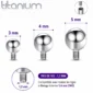Embout Piercing Bille en Titane Pas de Vis 1,2 mm.