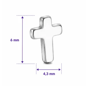 Embout Piercing Croix en Titane (dimensions).
