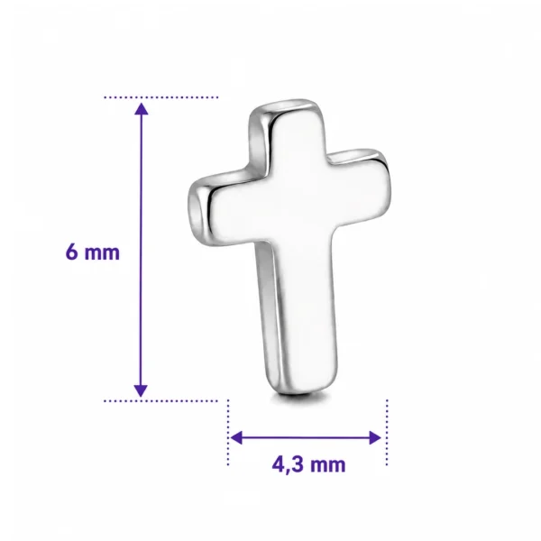Embout Piercing Croix en Titane (dimensions) Embout Piercing Croix en Titane (dimensions).