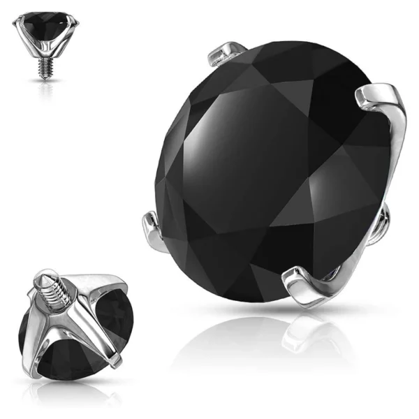 Embout Zircon Noir avec Serti à Griffes en Titane Embout Zircon Noir avec Serti à Griffes en Titane.