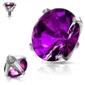 Embout Zircon Violet avec Serti à Griffes en Titane