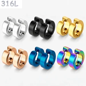 Faux Piercing Anneau Clip Oreille à Bordure Large 4 mm.