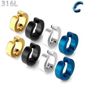 Faux Piercing Anneau Clip Oreille à Bordure Large 4 mm.