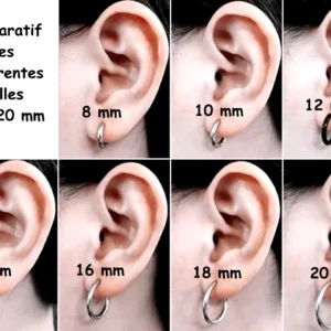 Faux Piercing Anneau Créole 2 mm (sans perçage) Ø 8-20 mm (comparatif différentes tailles).