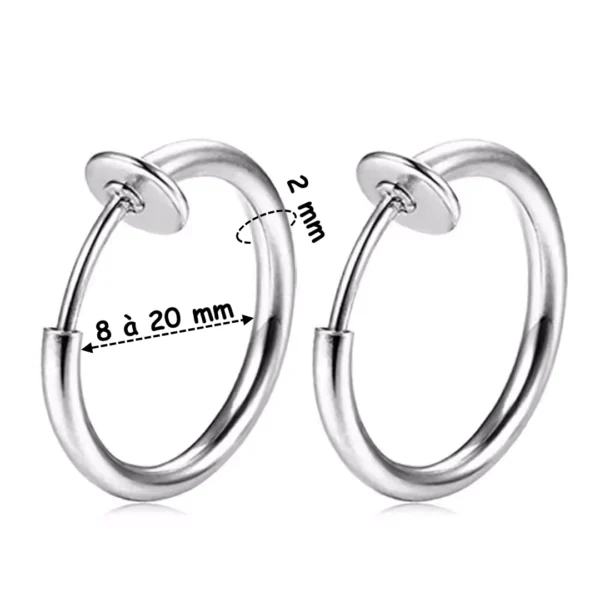 Faux Piercing Anneau Créole 2 mm (sans perçage) Ø 8-20 mm (variante acier poli) Faux Piercing Anneau Créole 2 mm (sans perçage) Ø 8-20 mm (variante acier poli).