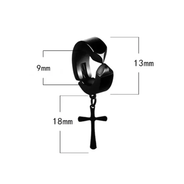 Faux Piercing Clip Oreille avec Croix Gothique (dimensions) Faux Piercing Clip Oreille avec Croix Gothique (dimensions)