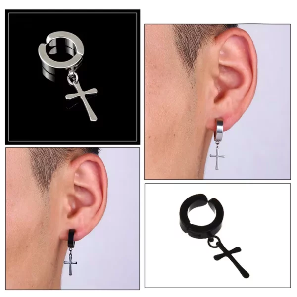 Faux Piercing Clip Oreille avec Croix Gothique (sur lobe) Faux Piercing Clip Oreille avec Croix Gothique (sur lobe)