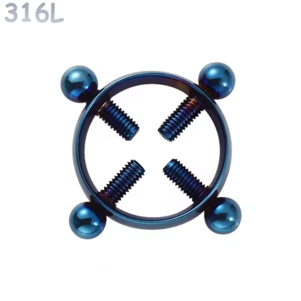Faux Piercing Téton Acier 316L Bleu Marine à Vis de Serrage Faux Piercing Téton Acier 316L Bleu Marine à Vis de Serrage.