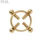 Faux Piercing Téton Acier 316L Doré à Vis de Serrage.