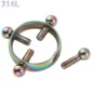Faux Piercing Téton Acier 316L Multicolore PVD à Vis de Serrage.