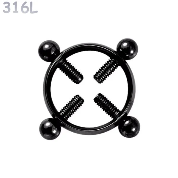 Faux Piercing Téton Acier 316L Noir à Vis de Serrage Faux Piercing Téton Acier 316L Noir à Vis de Serrage.