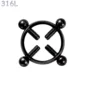 Faux Piercing Téton Acier 316L Noir à Vis de Serrage.