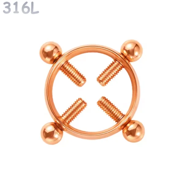 Faux Piercing Téton Acier 316L Or Rose à Vis de Serrage Faux Piercing Téton Acier 316L Or Rose à Vis de Serrage.