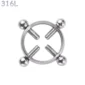 Faux Piercing Téton Acier 316L Poli à Vis de Serrage.